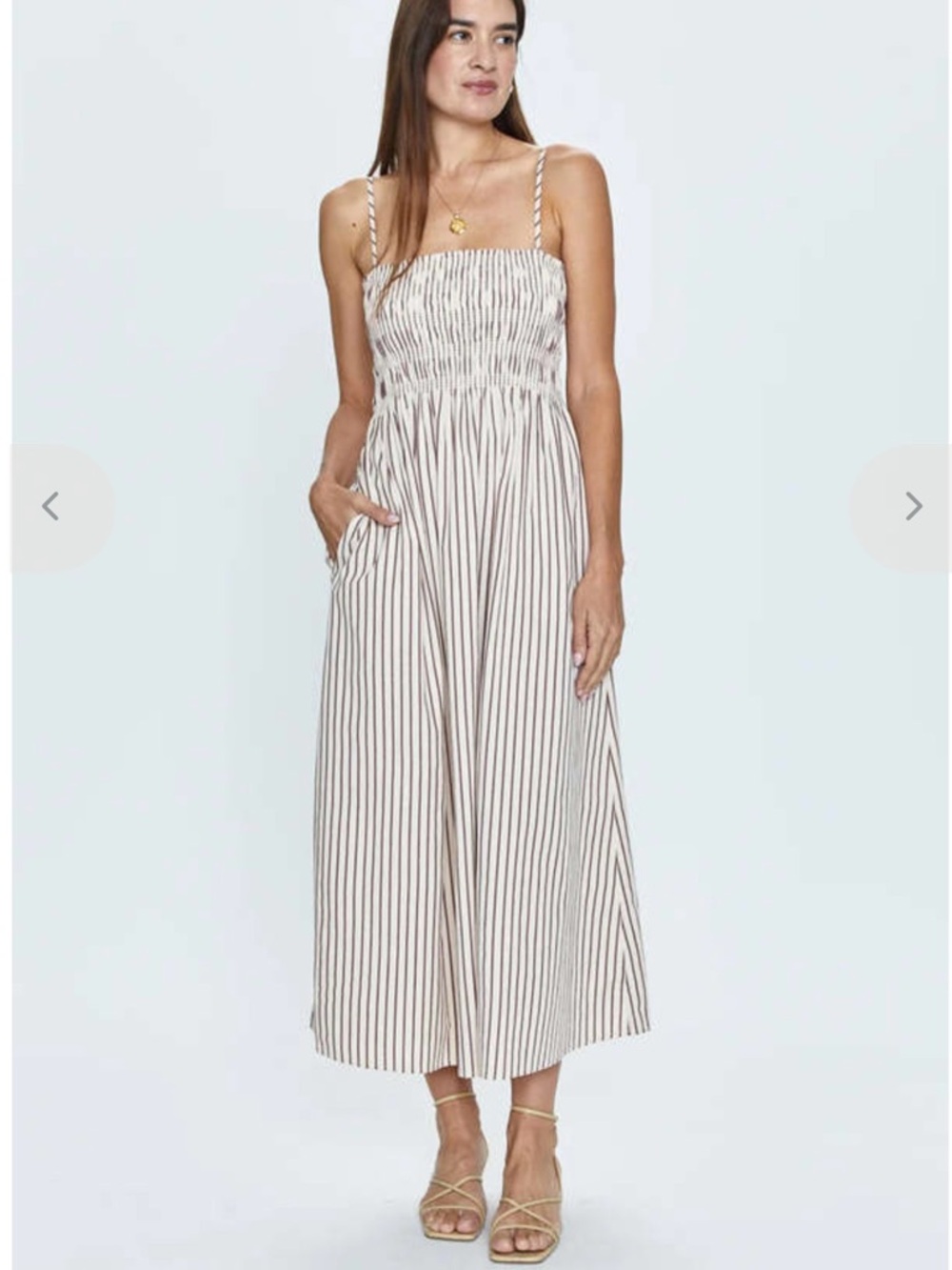PISTOLA Bianca Stripe Dress in Tiramisu Size Large L